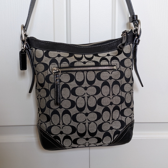 COACH crossbody purse with signature grey and black pattern - Picture 2 of 9